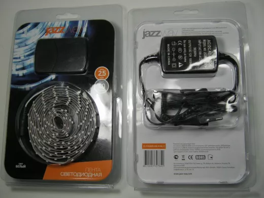 JazzWay Блистер LED SMD 3528/60 White IP20 2,5м 4,8 Вт/м с блоком питания ZC-F3528DFL60B-W-BL2.5