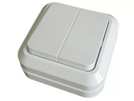 Выключатель TDM 2кл., Ладога, о/у, IP20, 10А, белый SQ1801-0003