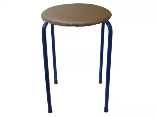 Табурет универсальный "TABURETTO-15872" круглое сиденье, синие ножки, коричневый кожзам