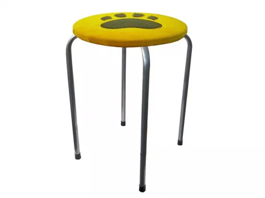Табурет универсальный "TABURETTO-16307" круглое сиденье, серебристые ножки, жёлтый верх с лапой