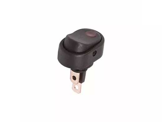 Выключатель клавишный 12V 30А (3с) ON-OFF черный ОВАЛ с красной подсветкой  REXANT