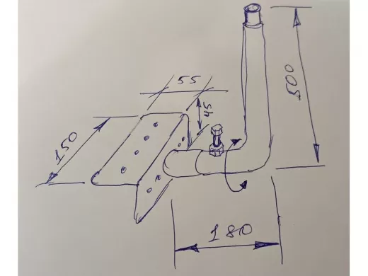 Кронштейн антенный на торец крыши, поворотный, вверх 50 см, обжат, 5х15см "ТОРЕЦКРЕП-217489" серый