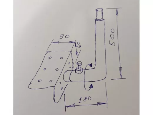 Кронштейн антенный на торец крыши, поворотный, вверх 50 см, 9х15см, обжат "ТОРЕЦКРЕП-217490" черный