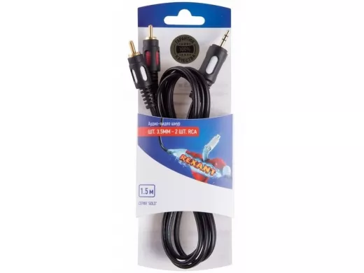 Шнур  3,5мм штекер / 2тюльпана  1,5м  REXANT (GOLD)