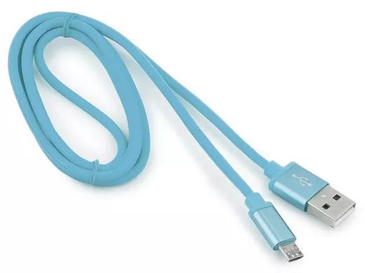 Кабель микро USB (AM/microBM)  1.0 м Cablexpert CC-S-mUSB01Bl-1M, USB 2.0, серия Silver, синий