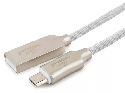 Кабель микро USB (AM/microBM)  1.0 м Cablexpert CC-P-mUSB02W  USB 2.0 , серия Platinum, белый