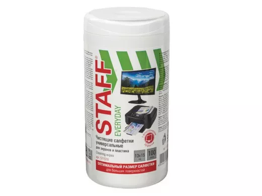 Салфетки для экранов и пластика универсальные "BR-79276", 13х15см, туба 100 шт., влажные