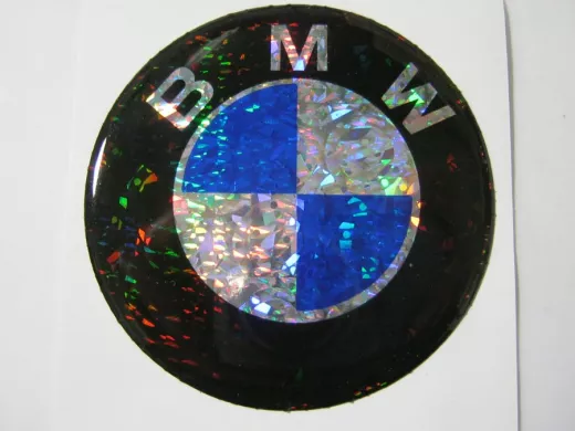 наклейка (объемная) "На колпаки "BMW" наружная голограф, (цвет черный), (комп4 шт), диам.6см  02729