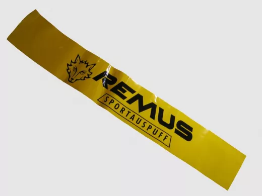 Наклейка Светофильтр "REMUS (sportauspuff)" наружная, (цвет черный), 20х130 см, желтый фон