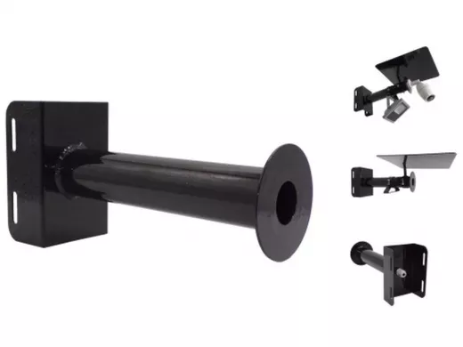 Кронштейн "HIWOLL-STOLB-1B" бокс для камер и прожекторов на столбы под СИП-ленту, вылет 0,3м, чёрный